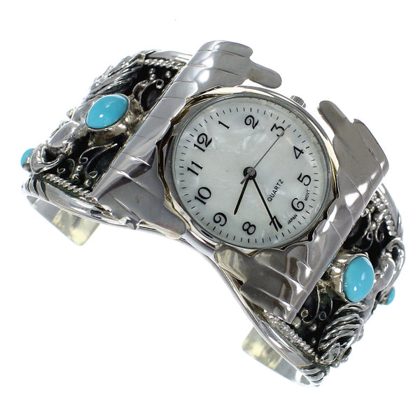 Turquoise Southwest Sterling Silver Horse Cuff Watch CX48664